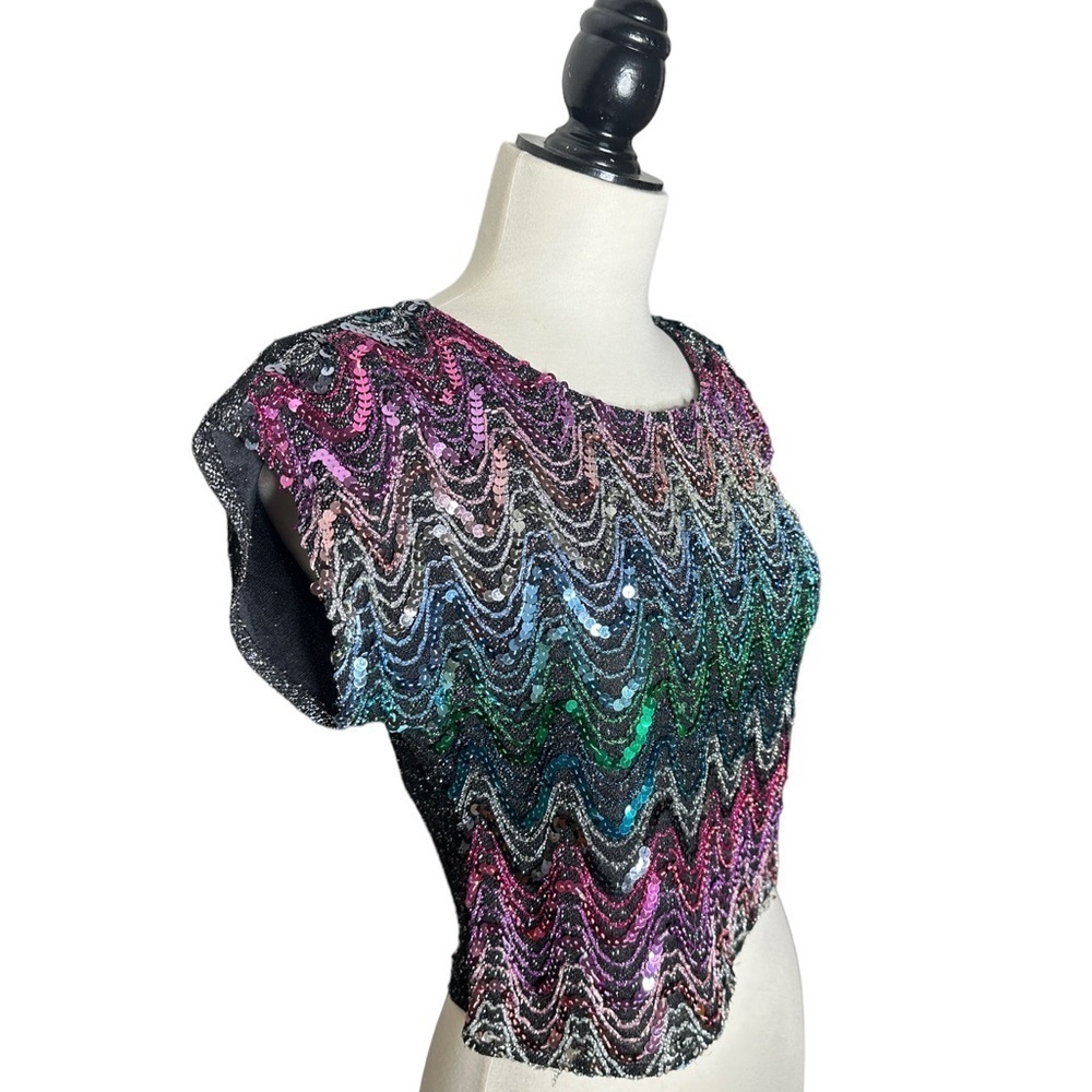 Vintage Union Made David Benjamin Sparkly Sequined And Sparkle Back Top Medium